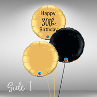 Happy 30th Birthday round foil balloon cluster