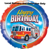 18" Happy Birthday Fire Engine Foil Balloon