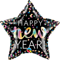 Happy New Year Black Star Foil Balloon