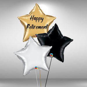 Happy retirement star foil balloon cluster