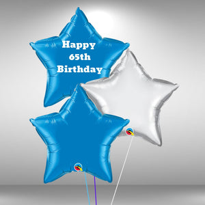 Age 65 Customisable Happy Birthday Star Balloon Set