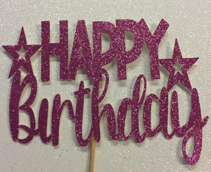 Hot pink Happy Birthday Cake Topper