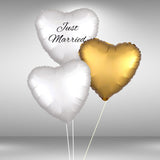 Just Married Heart balloon cluster