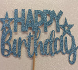 Light Blue Happy Birthday Cake Topper