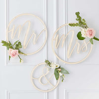 Mr & Mrs Wooden Hanging Signs