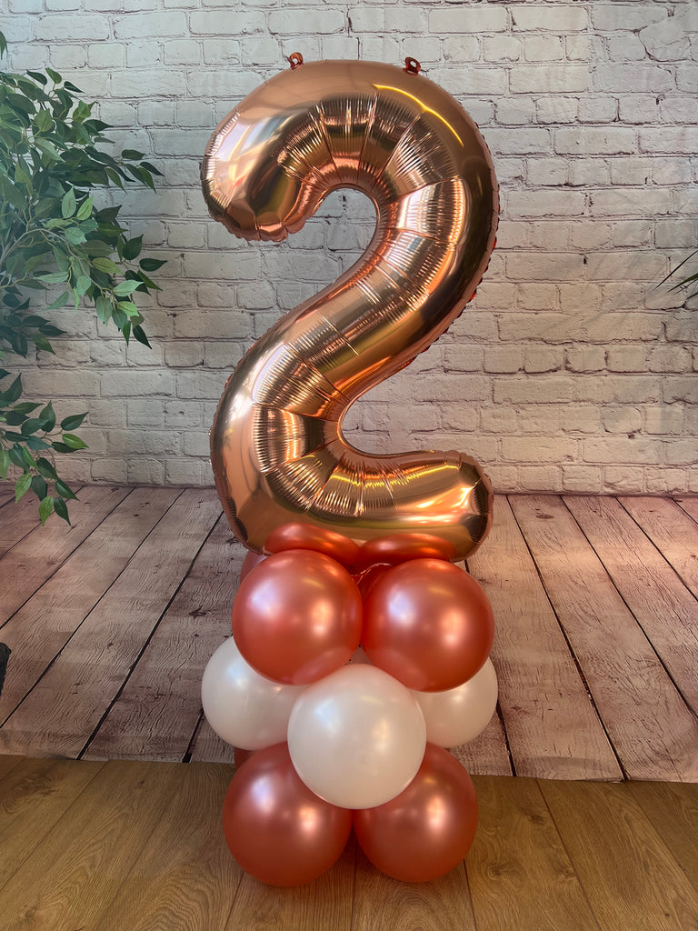 Nmuber 2 Roses Floor Standing Rose Gold Number 2 Stack | The Wow Shop