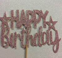 Pale Pink Happy Birthday Cake Topper