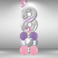 Pink Unicorn Theme Floor Standing Single Number Stack