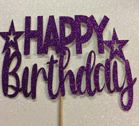 Purple Happy Birthday Cake Topper