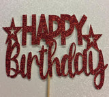 Red Happy Birthday Cake Topper