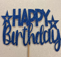 Royal Blue Happy Birthday Cake Topper