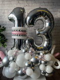 Floor Standing Double Number Marquee - Silver Numbers