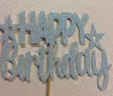 Ice Blue Happy Birthday Cake Topper