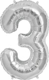 Large Silver Number 3 Balloon