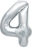 Large Silver Number 4 Balloon