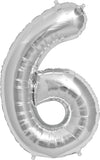 Large Silver Number 6 Balloon