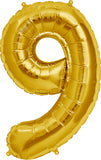 Large Gold Number 9 Balloon