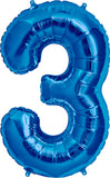 Large Blue Number 3 Balloon