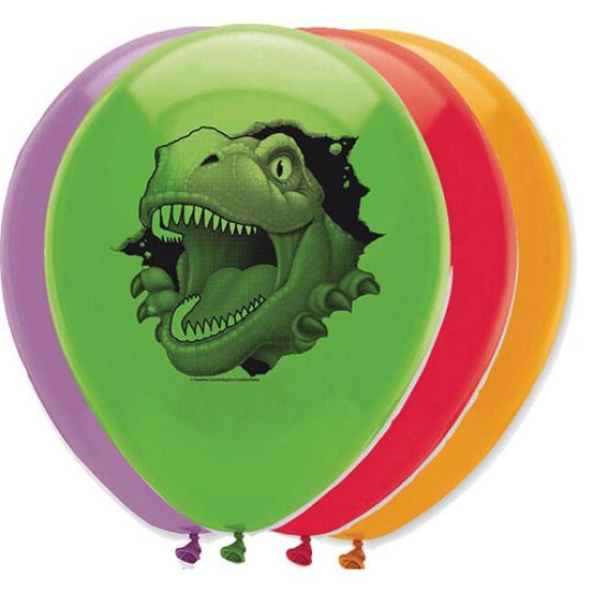 11" Dinosaur Latex Balloons (Pack 6) Uninflated