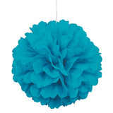 16" Teal Tissue Paper Decor Puff Ball