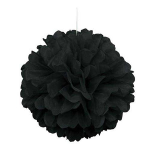 16" Black Tissue Paper Decor Puff Ball