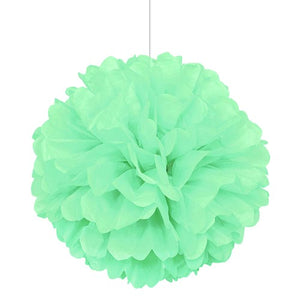 16" Mint Green Tissue Paper Decor Puff Ball