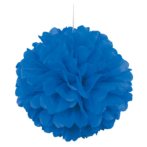16" Royal Blue Tissue Paper Decor Puff Ball