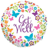 18" Butterflies & Flowers Get Well Foil Balloon
