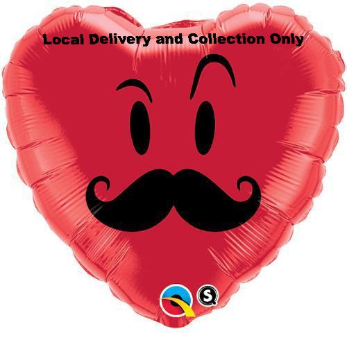 18" Love Heart Mr Moustache Foil Balloon
