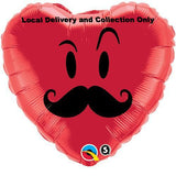 18" Love Heart Mr Moustache Foil Balloon