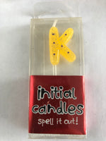 Mini Letter K Candle - Yellow