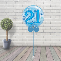 21 Blue Starburst Sparkle Bubble Balloon