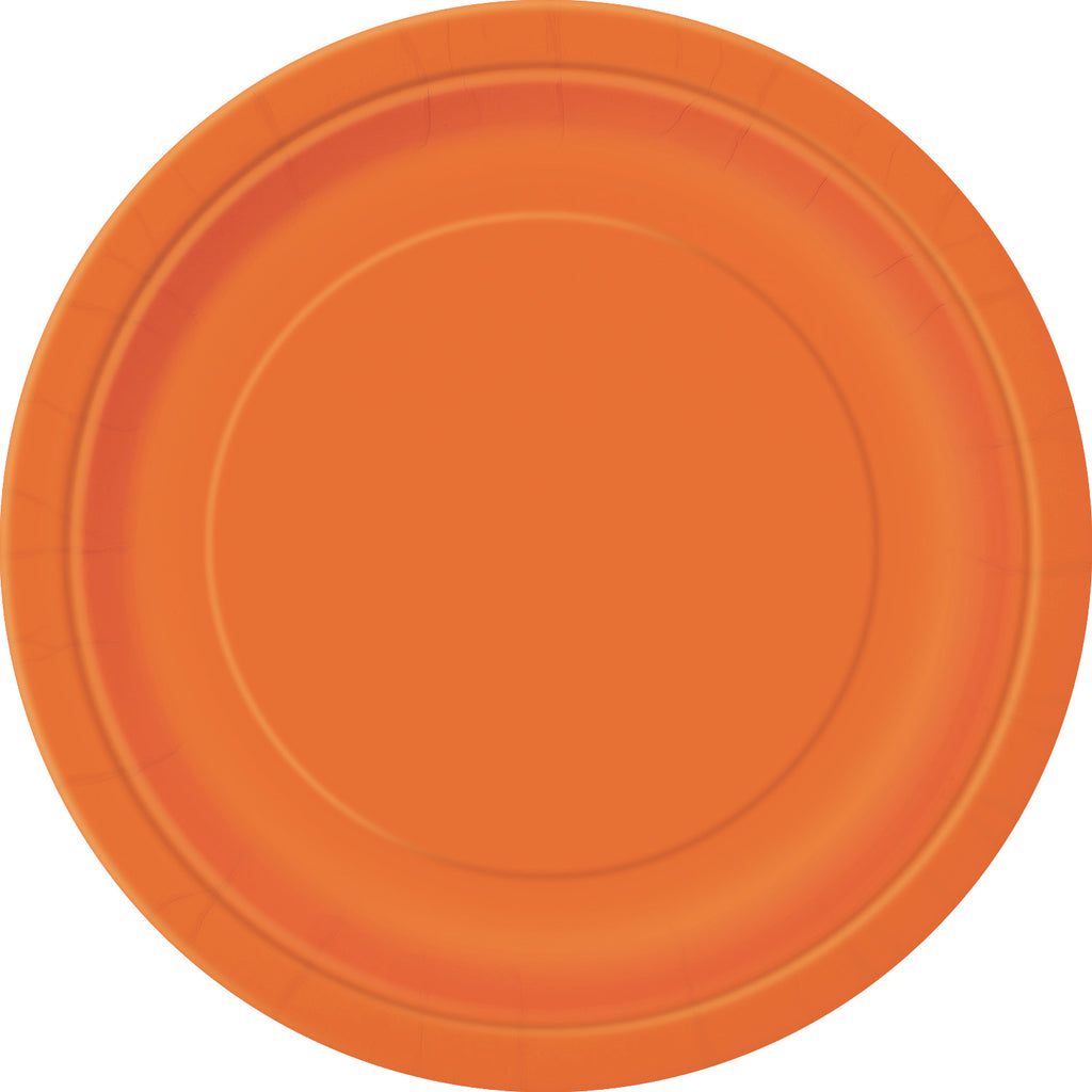 9" Pumpkin Orange Round Paper Plates