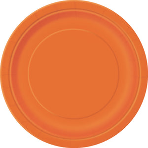 9" Pumpkin Orange Round Paper Plates