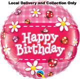 18" Birthday Ladybugs and Daisies Foil Balloon