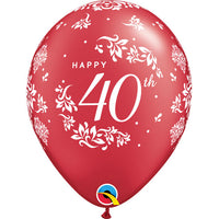 Red 40th Anniversary Latex Balloons (Pack 6 Uninflated)