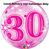 Age 30 Pink Starburst Sparkle Bubble Balloon
