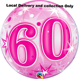 Age 60 Pink Starburst Sparkle Bubble Balloon