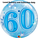 Age 60 Blue Starburst Sparkle Bubble Balloon
