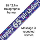 Age 65 Birthday Streamers Banner