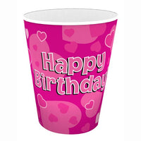 Happy Birthday Party Cups Pink x8