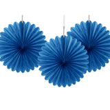 6" Royal Blue Tissue Paper Fans (Pack of 3)