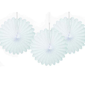 6" White Tissue Paper Fans (Pack of 3)