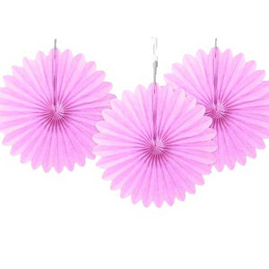 6" Lovely Pink Tissue Paper Fans (Pack of 3)