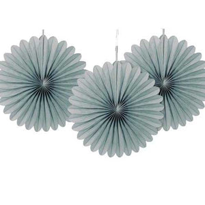 6" Silver Tissue Paper Fans (Pack of 3)