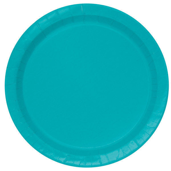 9" Caribbean Blue Round Paper Plate
