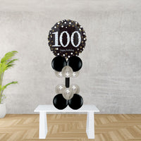 Age 100 Black And Silver Foil Balloon Display
