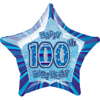 Age 100 Blue Star Foil Balloon