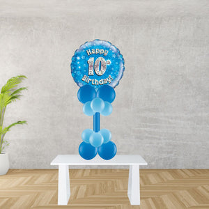 Age 10 Blue Holographic Foil Balloon Display