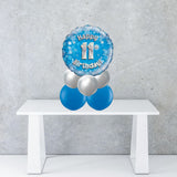 Age 11 Blue Holographic Foil Balloon Centrepiece